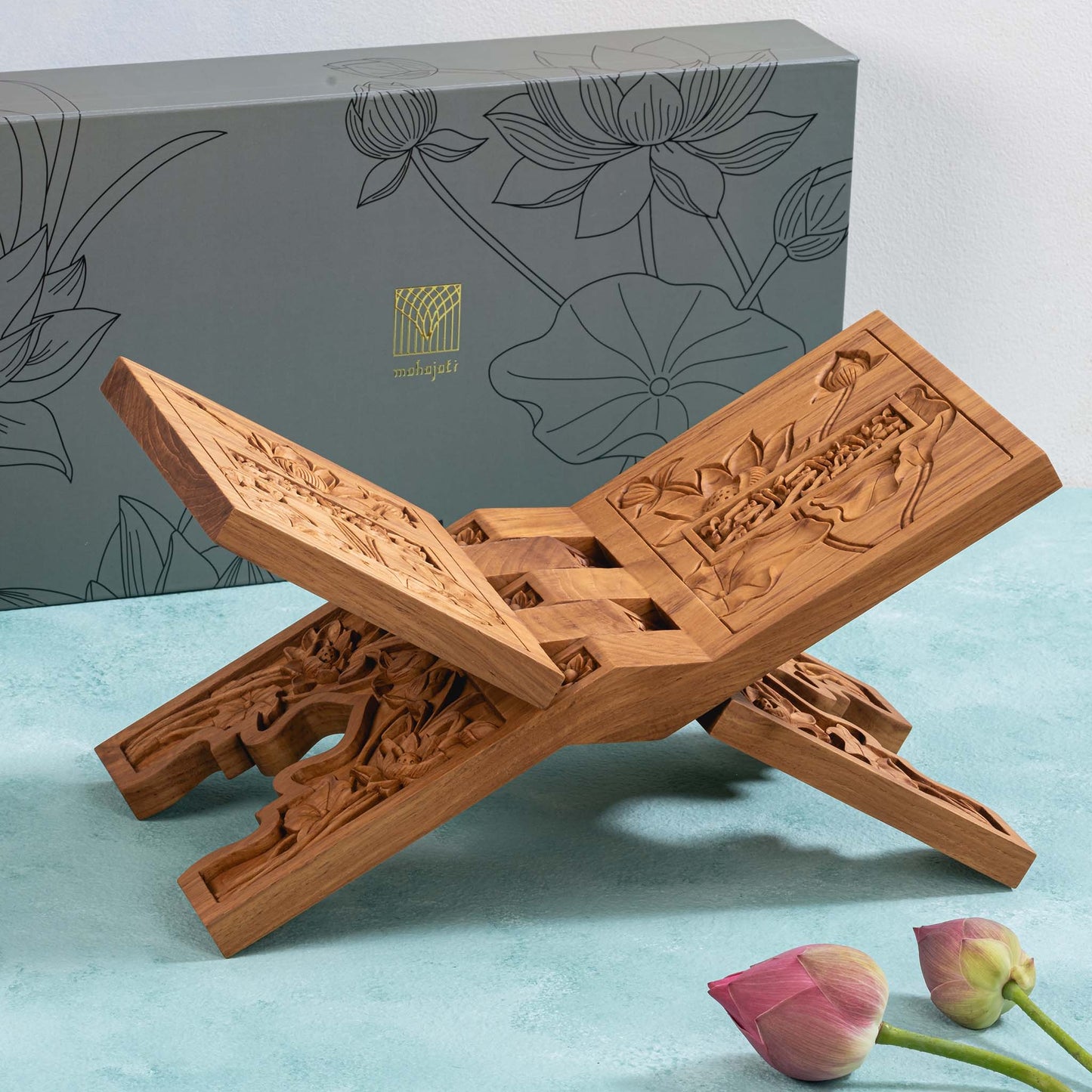 Lotus Flower Rehal - Chip Carving - 20cm x 40cm