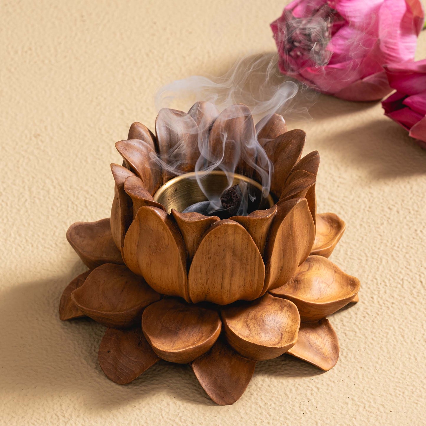 Lotus Flower Mabkhara - Chip Carving - 15cm x 9cm