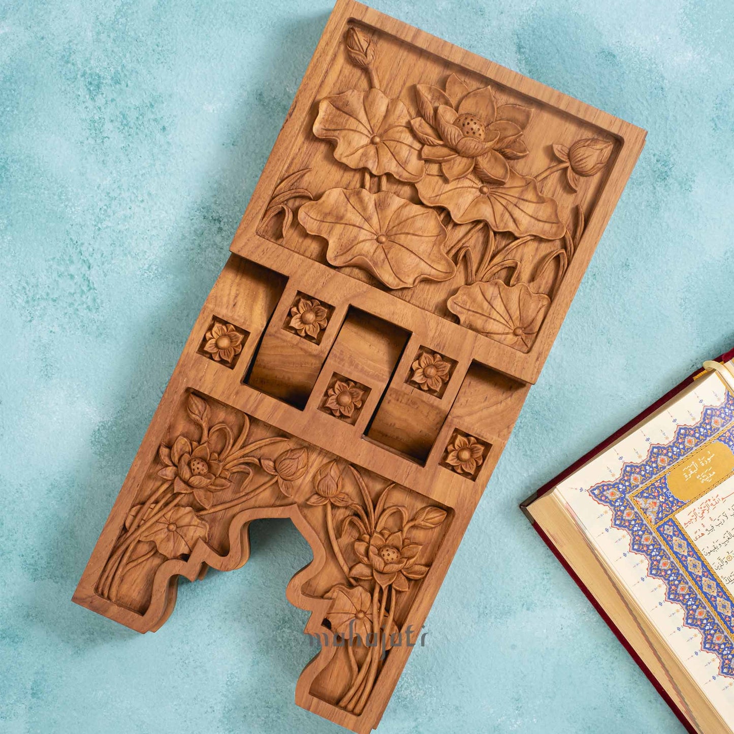 Lotus Flower Rehal - Chip Carving - 20cm x 40cm