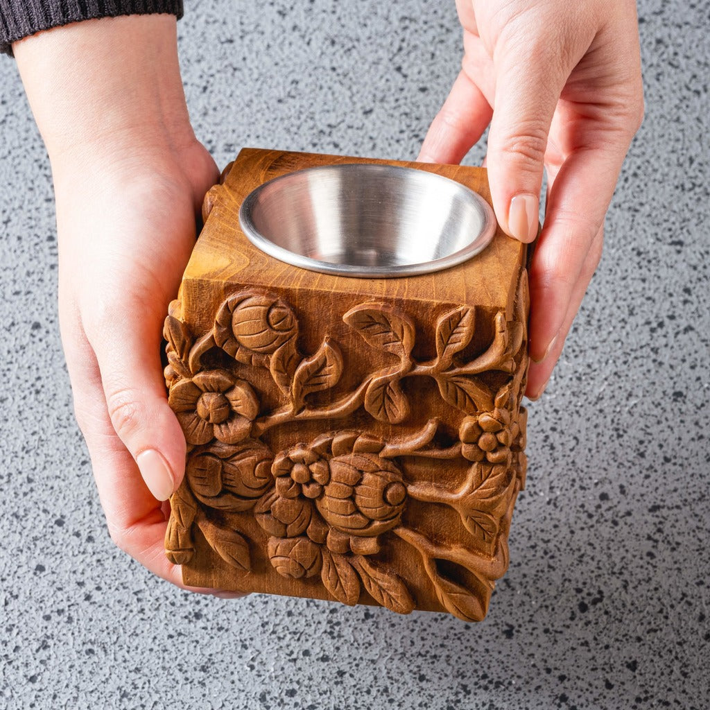 New handmade wooden mubkhar in floral carving