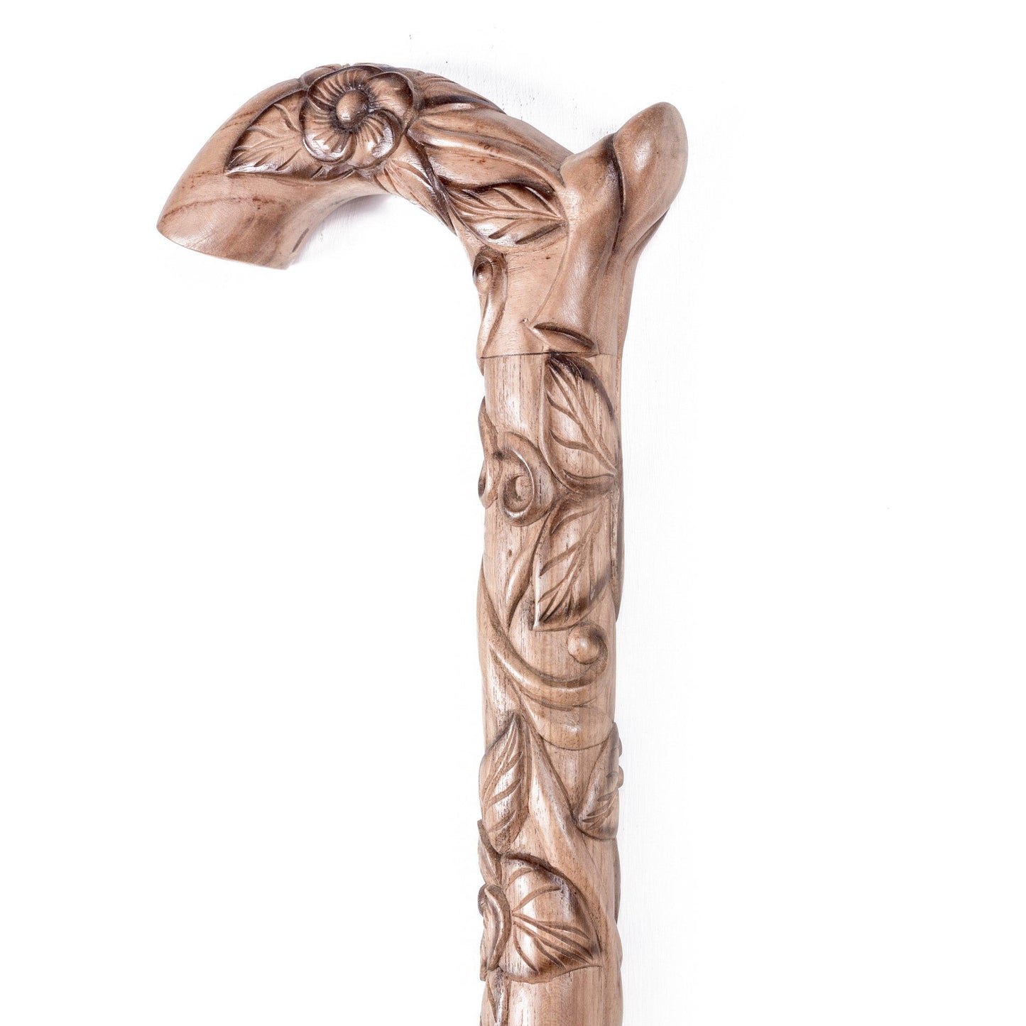 Walking Cane - Chip Carving - 16.5cm Length x 95cm Height - Floral - Mahajati