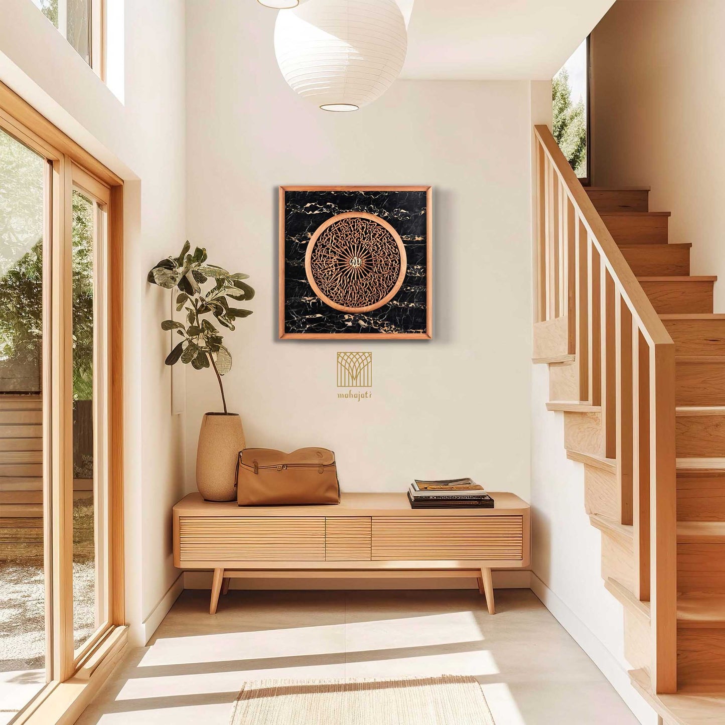 Wood Carving and Marble Wall Decor