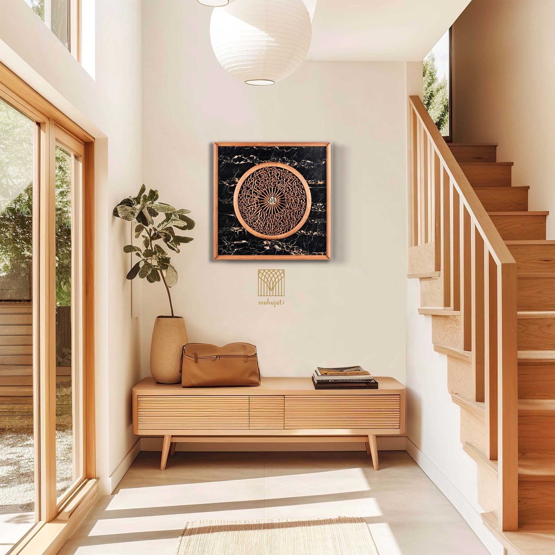 Wood Carving and Marble Wall Decor