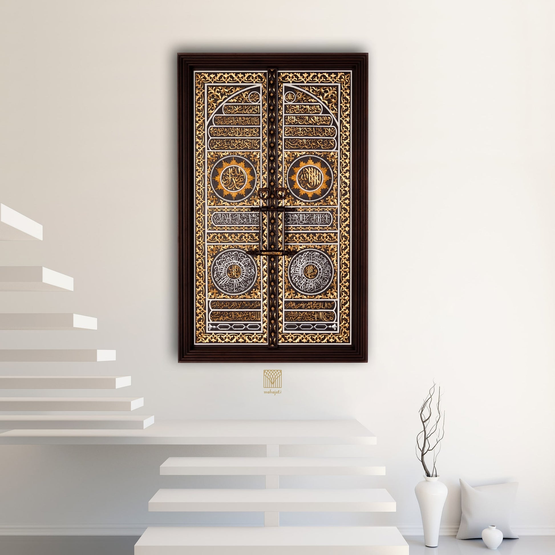 Mahajati Door of Kaaba Wall Art, Islamic Decor for Living Room 