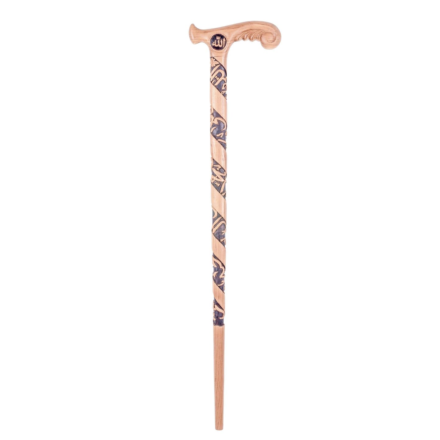 Walking Cane  - Chip Carving - 21.5cm Length x 95cm Height - Allah / Muhammad / Sholawat Nabi - Mahajati
